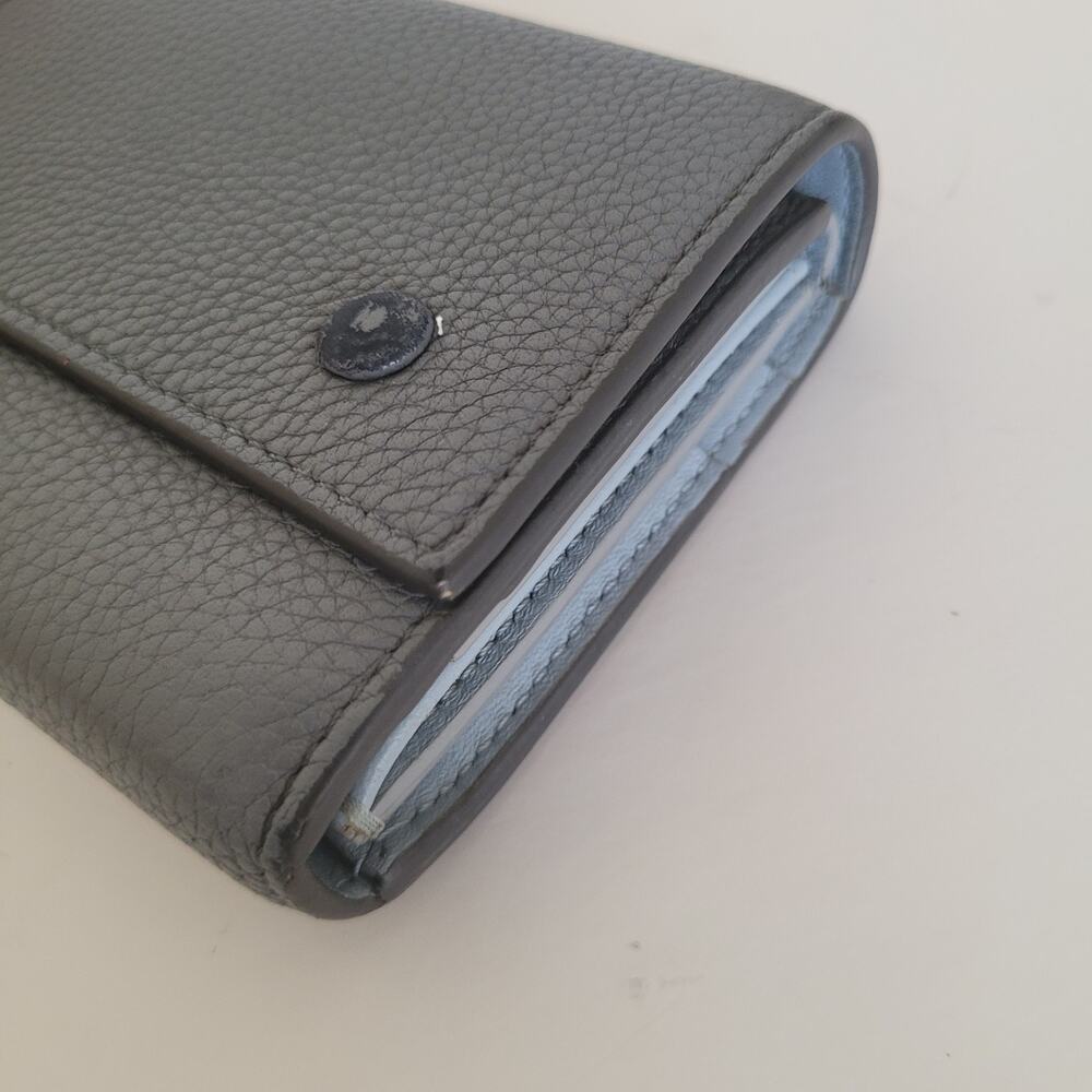 Celine Gray Pebbled Leather Small Wallet with Gold Logo - Picture 13 of 14